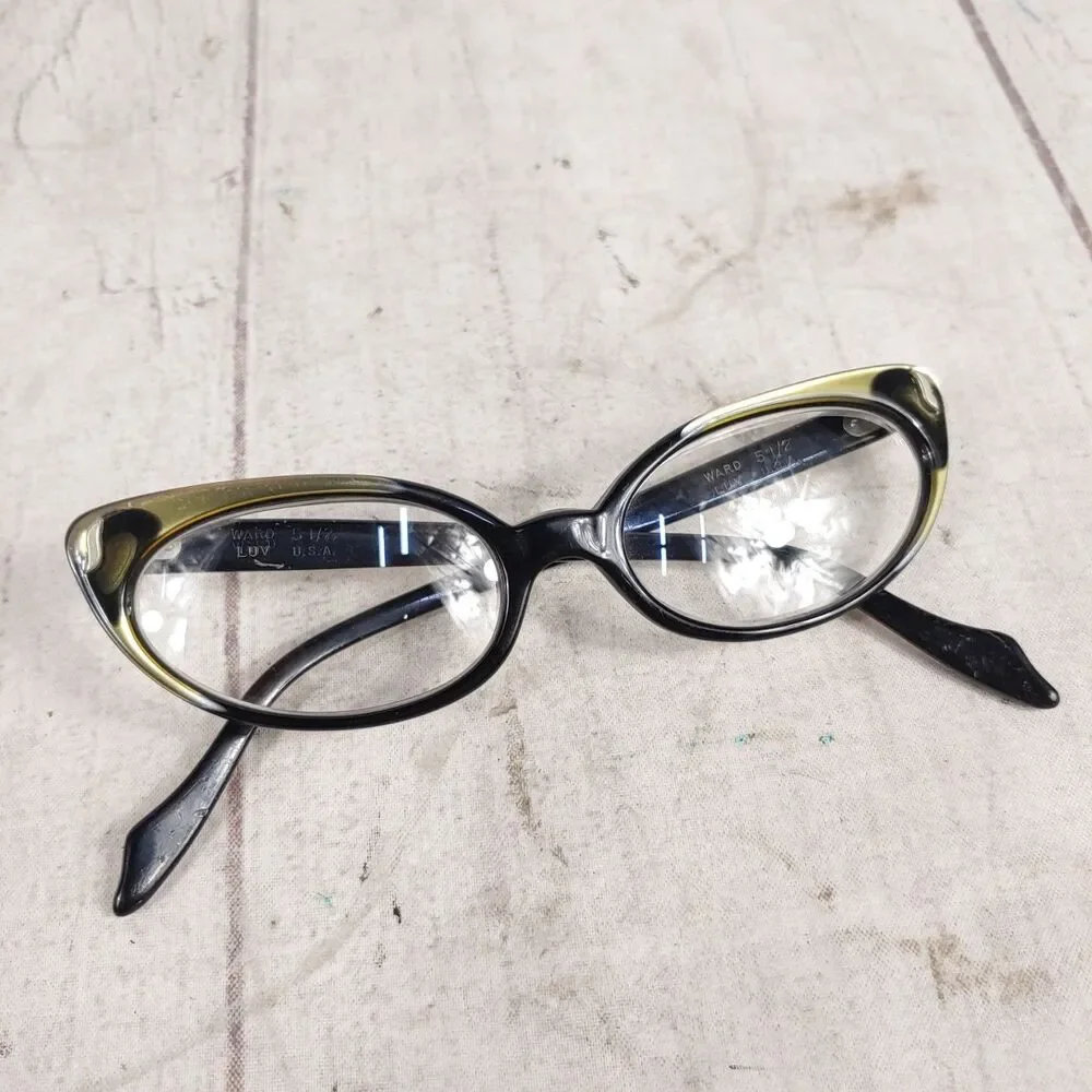 Ward Luv Usa Vintage 1950's Eyeglasses - FRAMES ONLY Cats Eye Women 50-16-5 1/2